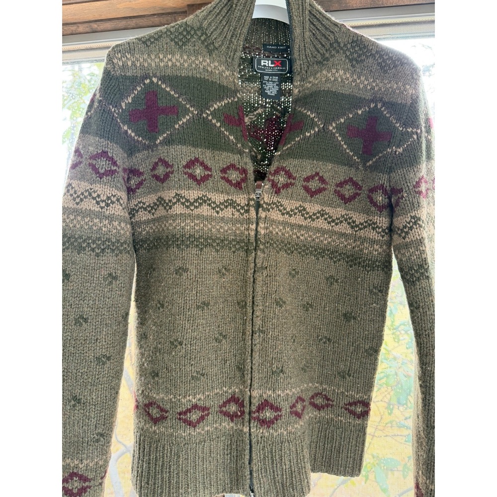 Ralph Lauren RLX  HAND KNIT  Cashmere  Sweater  CARDIGAN WESTERN M S